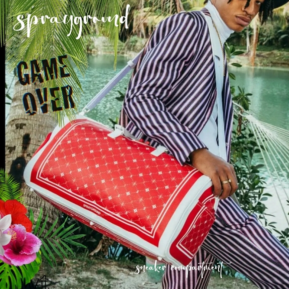 Sprayground Bandana Red White Vintage Rare Duffle Bag Sneaker Pocket Men Unisex